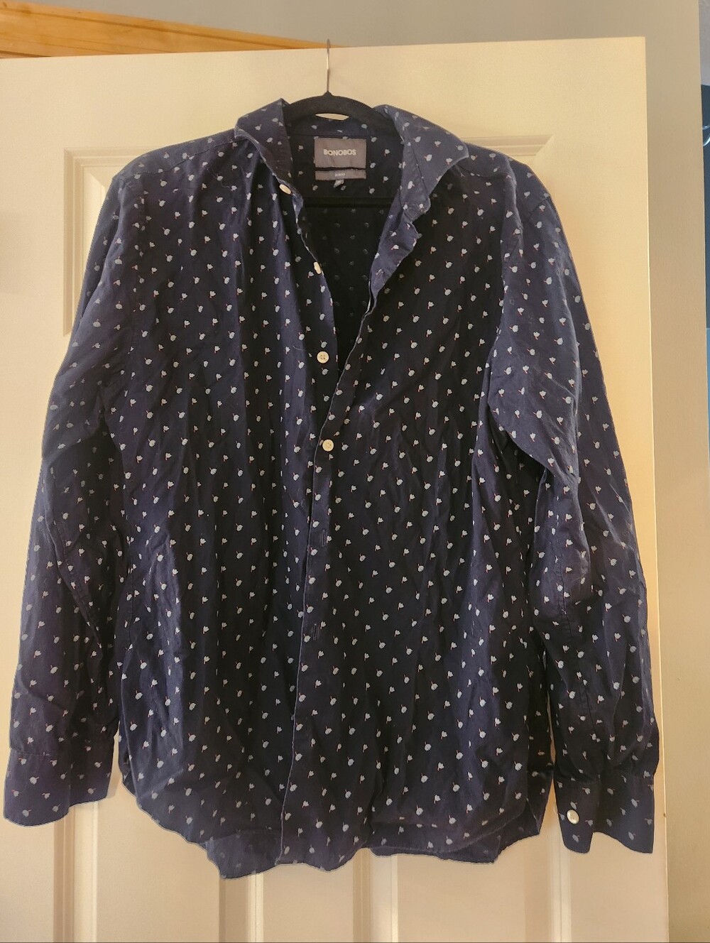 Bonobos Navy Shirt Jacket with Small White Print, Two Shirts